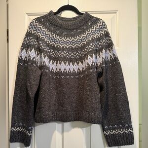 J. Crew Fair Isle Wide Mock Neck Sweater -size XL.